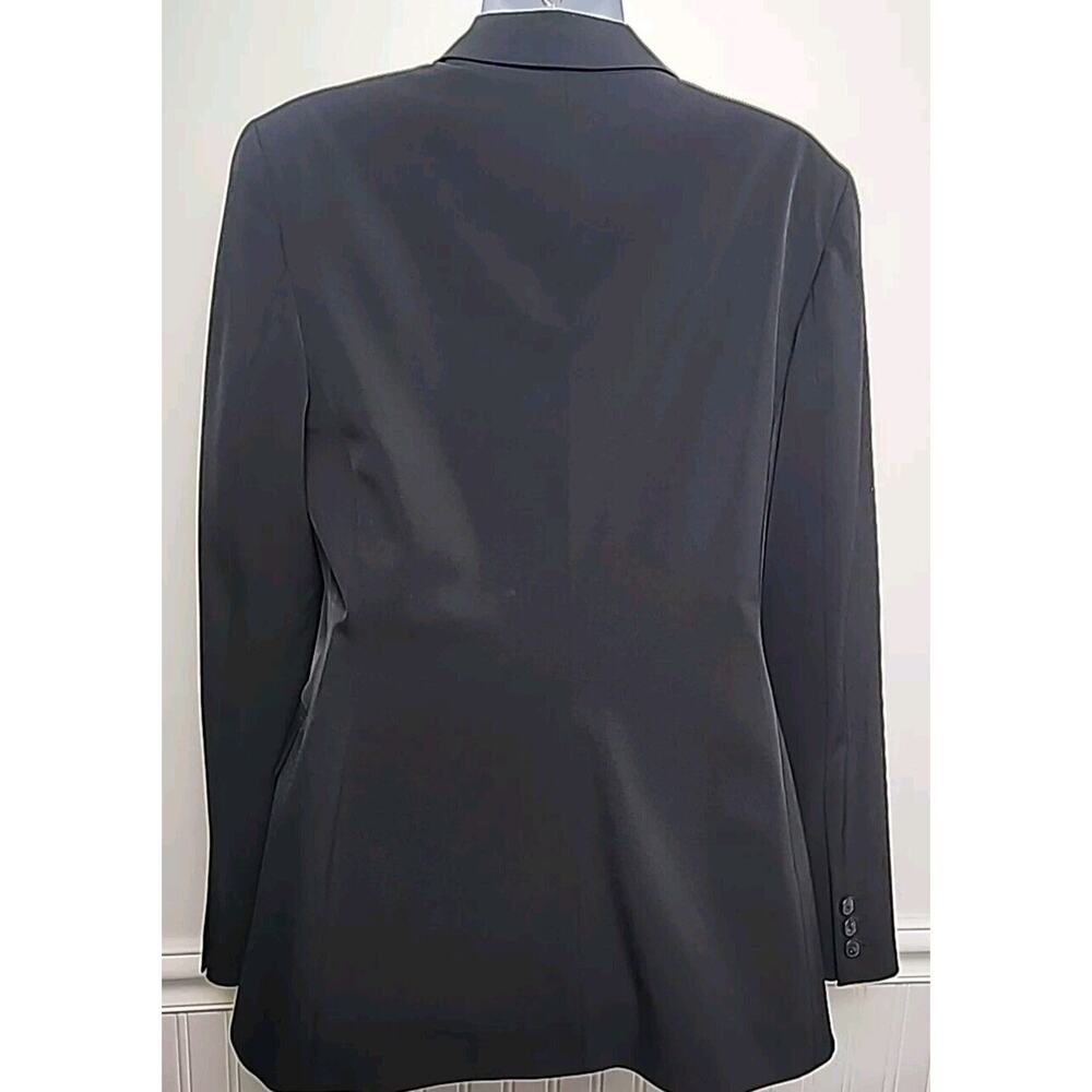 Tahari Women Blazer Jacket M 8 Black 3 Button Stretch Knotched Collar Lined - Picture 4 of 14